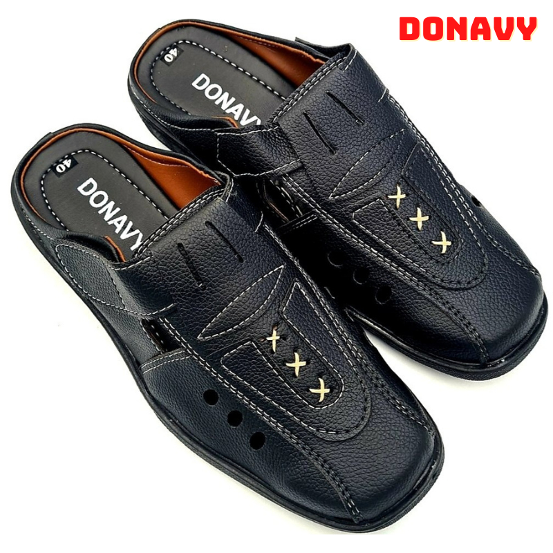 Giày lười nam da PU kiểu quai 3x, DONAVY may đế chắc chắn đi rất êm chân d.glkc