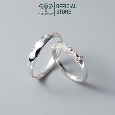 Nhẫn đôi bạc nam nữ TLEE, nhẫn cặp nhành hoa kết bạc S925 sang trong TLEE JEWELRY