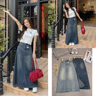 CHÂN VÁY JEANS DÁNG DÀI XOÈ NHẸ TUA RUA 7379.7380