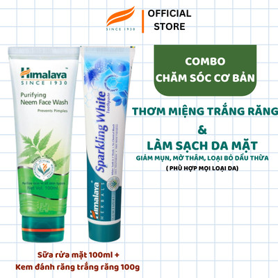 Combo chăm sóc cơ bản Himalaya Neem Face Wash 100ml + Kem đánh trắng răng Sparkling White 100g