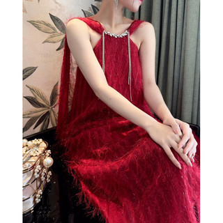 Váy Đầm Maxi Cổ Yếm Vạt Vai Đính Đá Dáng Xuông