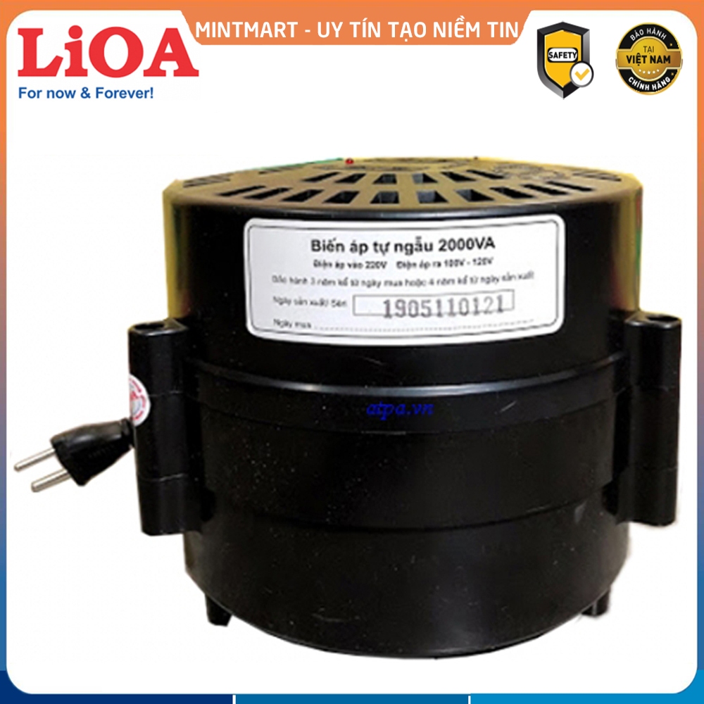 Biến Áp Tự Ngẫu 1 Pha 2kVA, Đổi Nguồn Hạ Áp LiOA DN020, Đổi Điện Từ 220V Sang 100V – 120V