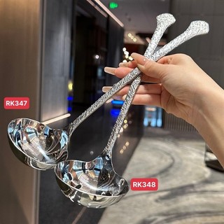Muỗng thìa lẩu cán dài dập vân inox 304 rk347/348