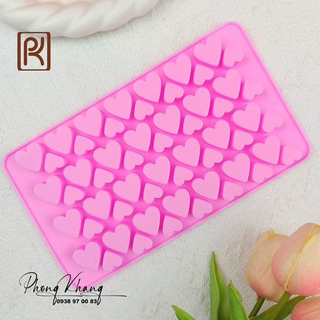 Khuôn silicon Phong Khang làm socola trái tim lớn nhỏ
