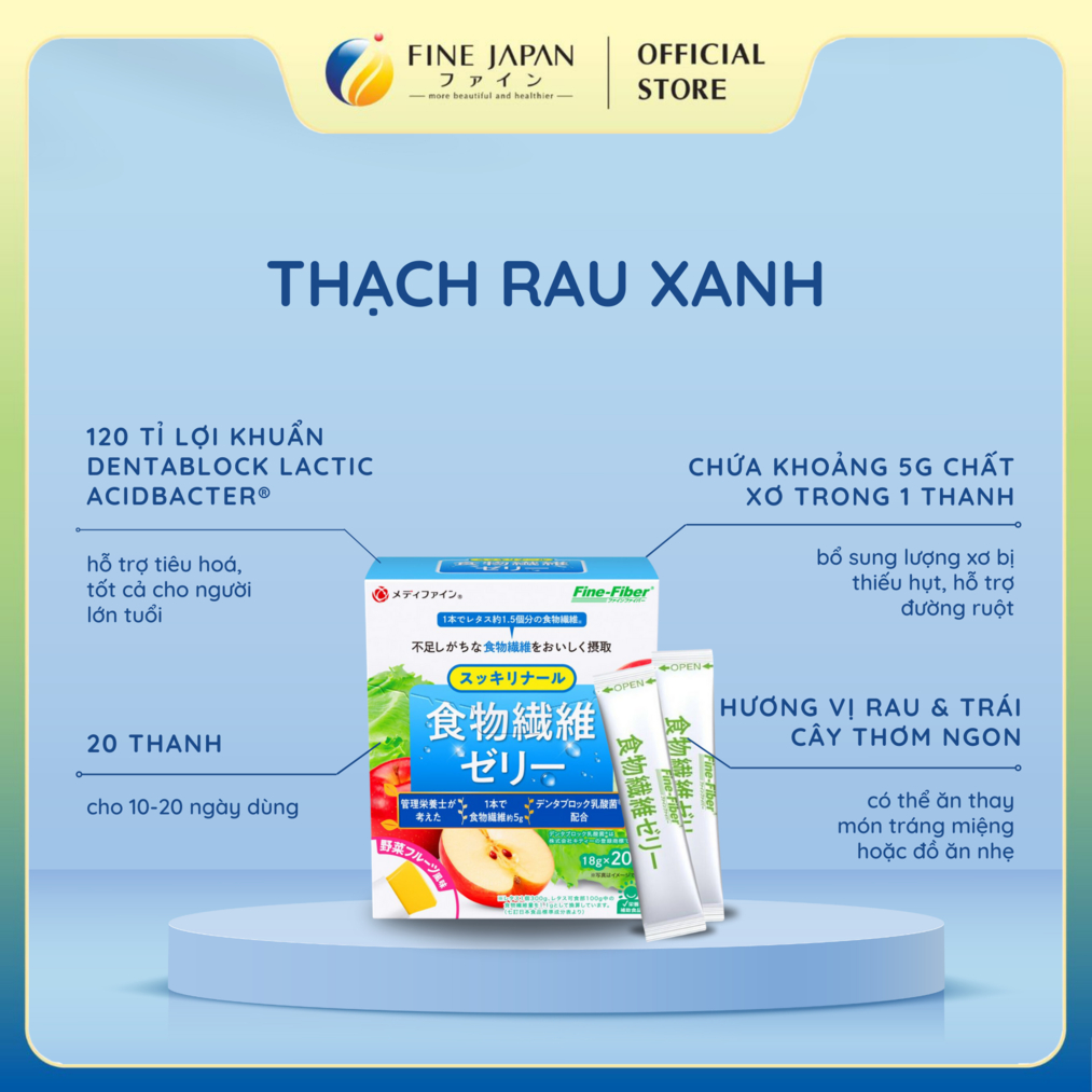 Thạch Chất Xơ & Lợi Khuẩn Fine Japan Dietary Fiber Jelly 20 thanh