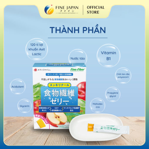 Thạch Chất Xơ & Lợi Khuẩn Fine Japan Dietary Fiber Jelly 20 thanh
