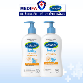 Combo Sữa Tắm Gội, Sữa Dưỡng Ẩm Cetaphil Baby with Organic Calendula 400mL