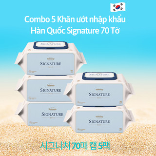 Combo 5 gói Khăn Ướt Nhập Khẩu Hàn Quốc Bebesup Signature 70 Tờ/Gói Thương Hiệu Bebesup