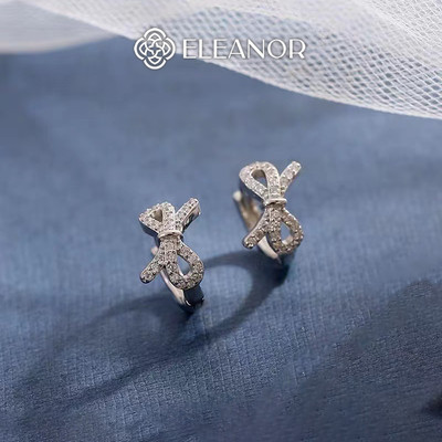 Bông tai nữ chuôi bạc 925 Eleanor Accessories hình nơ đính đá phụ kiện trang sức khuyên tai 7127