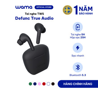 Tai nghe Bluetooth 5.3 TWS không dây Defunc True Audio thời gian nghe 30H, chuẩn IPX4, có app custom, bảo hành 1 năm