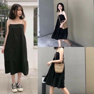  Váy 2 dây baby doll rúm tầng đi chơi đi biển có bigsize 40kg-120kg 