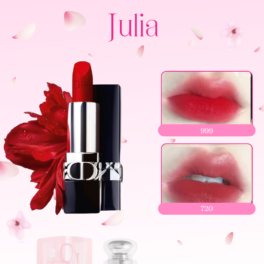  Son Dior Rouge Velvet chính hãng 720 888 999 fullbox 3,5g son siêu lì mềm mịn JULIA COSMETICS 
