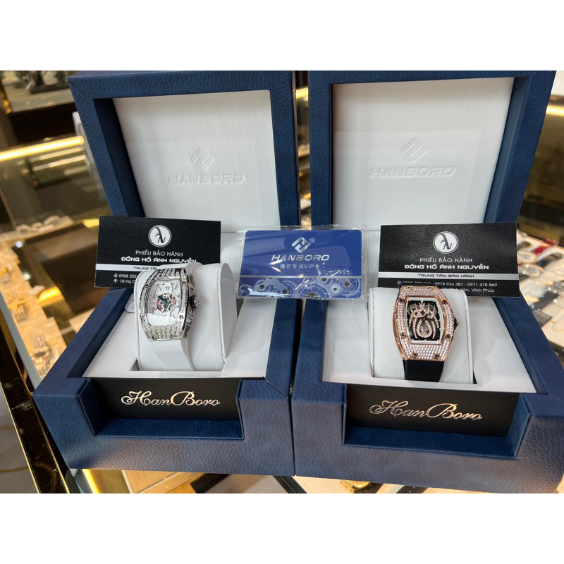 Đồng Hồ nữ Hanboro By Huboler đính đá chính hãng dây cao su