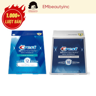 Miếng dán trắng răng Crest 3D Whitestrips Professional Effects, 1 Hour Express, Supreme Bright