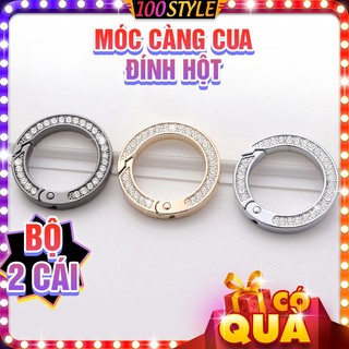 Bộ 2 Móc Càng Cua Tròn Đính Hột Túi Xách Móc Khoá