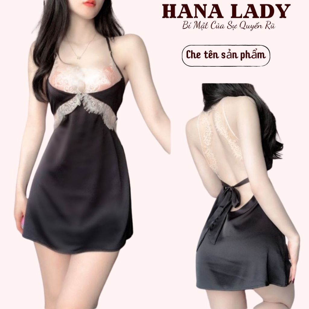 Váy ngủ lụa cao cấp, đầm ngủ hai dây mặc nhà phối ren gợi cảm VN509