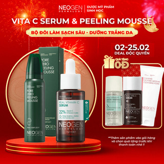 Bộ Sản Phẩm Làm Sạch Sâu, Dưỡng Trắng, Se Khít Lỗ Chân Lông Tẩy Da Chết Dạng Bọt & Serum Vitamin C 22% Neogen Dermalogy