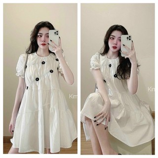 Đầm bầu đẹp - váy bầu suông chất đũi hàn tay bèo