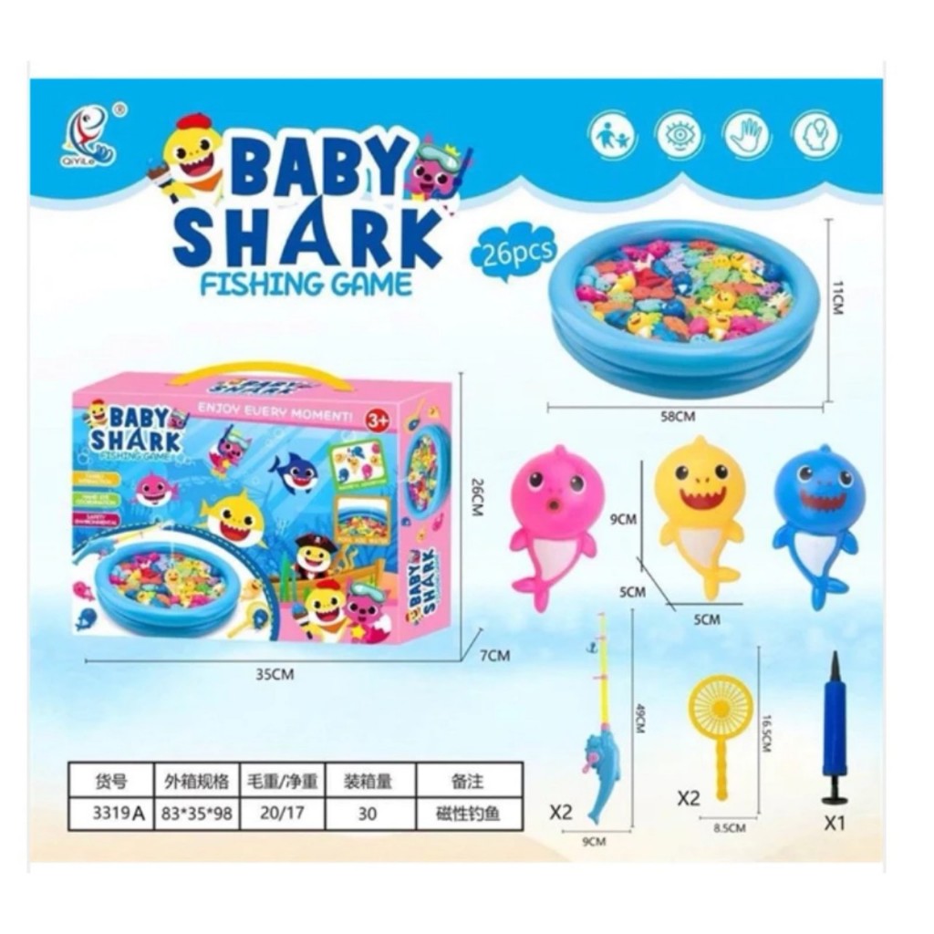 Đồ chơi câu cá voi babi shark trong phao