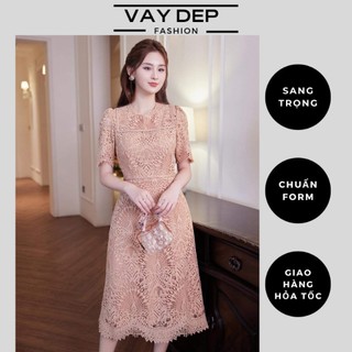 Đầm ren hai lớp họa tiết nổi sang trọng, quý phái