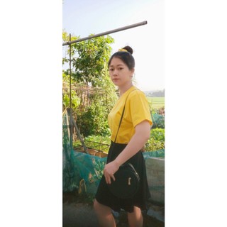 áo thun ngắn tay nữ dáng đẹp chất cotton cá tính màu vàng