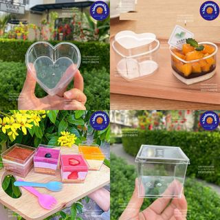 10 ly mousse đựng bánh lạnh hình vuông hoặc tim