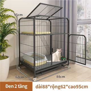 🐈Dogelsy🐕 Chuồng Mèo Lớn 2 Tầng 88*62*95cm chuồng mèo Lồng Cho Chó Mèo Quá Khổ Tiện Lợi chuồng chó
