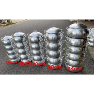 Nồi lẩu riêu cua bằng nhôm, nồi lẩu bằng nhôm gò cao cấp 16cm, 18cm, 20cm, 22cm, 25cm
