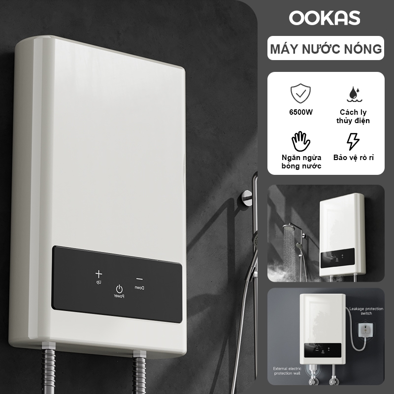 OOKAS Máy nước nóng tức thì vòi hoa sen điện LCD màn hình cảm ứng 6500W Máy nước nóng Vòi Hoa Sen Chất lượng cao