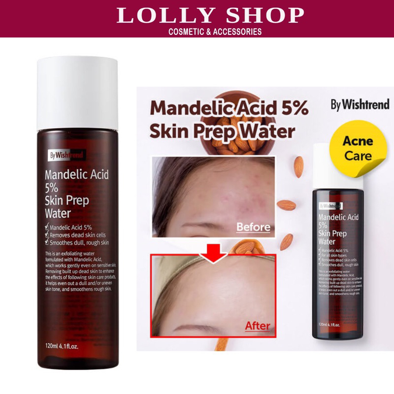 Nước Hoa Hồng Toner By Wishtrend Mandelic Acid 5% Skin Prep Water 120ml