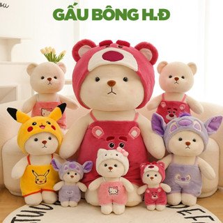 Gấu bông Lena copslay siêu to gấu dâu, kitty, gấu thỏ, pikachu, Gấu bông teddy mặt áo gấu bông búp bê cute cao cấp