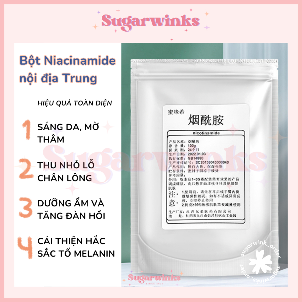 ♡ Bột Niacinamide nội địa Trung (tinh chất nicotinamide/Vitamin B3) -