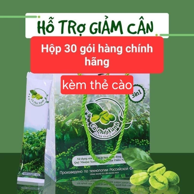 (Hộp 30 Gói Có Tem Cào Điện Tử) Cà Phê Xanh Thiên Nhiên Việt Kháng Mỡ - Chính Hãng