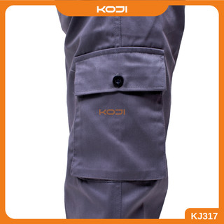  Quần Bảo Hộ Lao Động Túi Hộp KOJI Vải Kaki 3/1 Dày Dặn Bền Bỉ Màu Chì Phối Ghi Sáng Và Vàng - KJ317