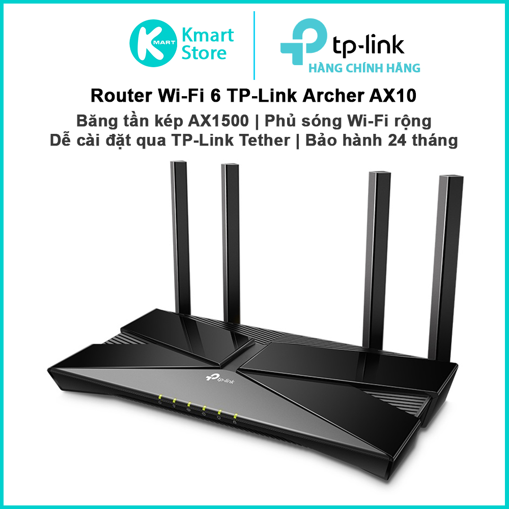 Router Phát Sóng WIFI 6 TP-Link Archer AX10 | Băng tần kép AX1500 | Phủ sóng WIFI rộng | Dễ cài đặt | Bảo hành 2 năm