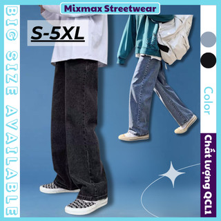 [SẴN+ẢNH THẬT-CÓ BIG SIZE] Quần bò jeans ống rộng nam dáng suông màu xanh - đen trơn basic siêu chất chuẩn form siêu đẹp