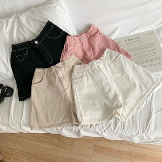 Quần Short Jean QC trơn viền chỉ basic cạp chun sau (Ảnh thật)