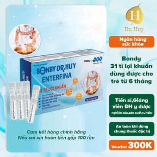 Men vi sinh dùng cho Viêm Đại Tràng, Táo bón, Tiêu chảy - Bondy DRHUY 31 tỷ lợi khuẩn (Hộp 20 ống x 10ml)