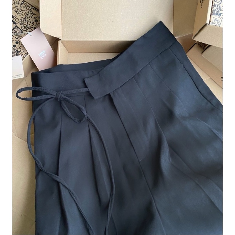 Quần Ống Đứng Nữ Lưng Cao Big Size Buộc Day Chéo Resto Xinh Xắn.