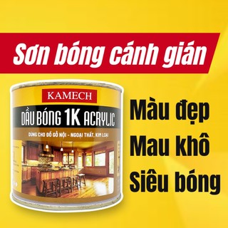 Dầu bóng cánh gián Kamech 1K dùng để sơn gỗ, tạo độ bóng đẹp cho bề mặt gỗ bóng cánh gián
