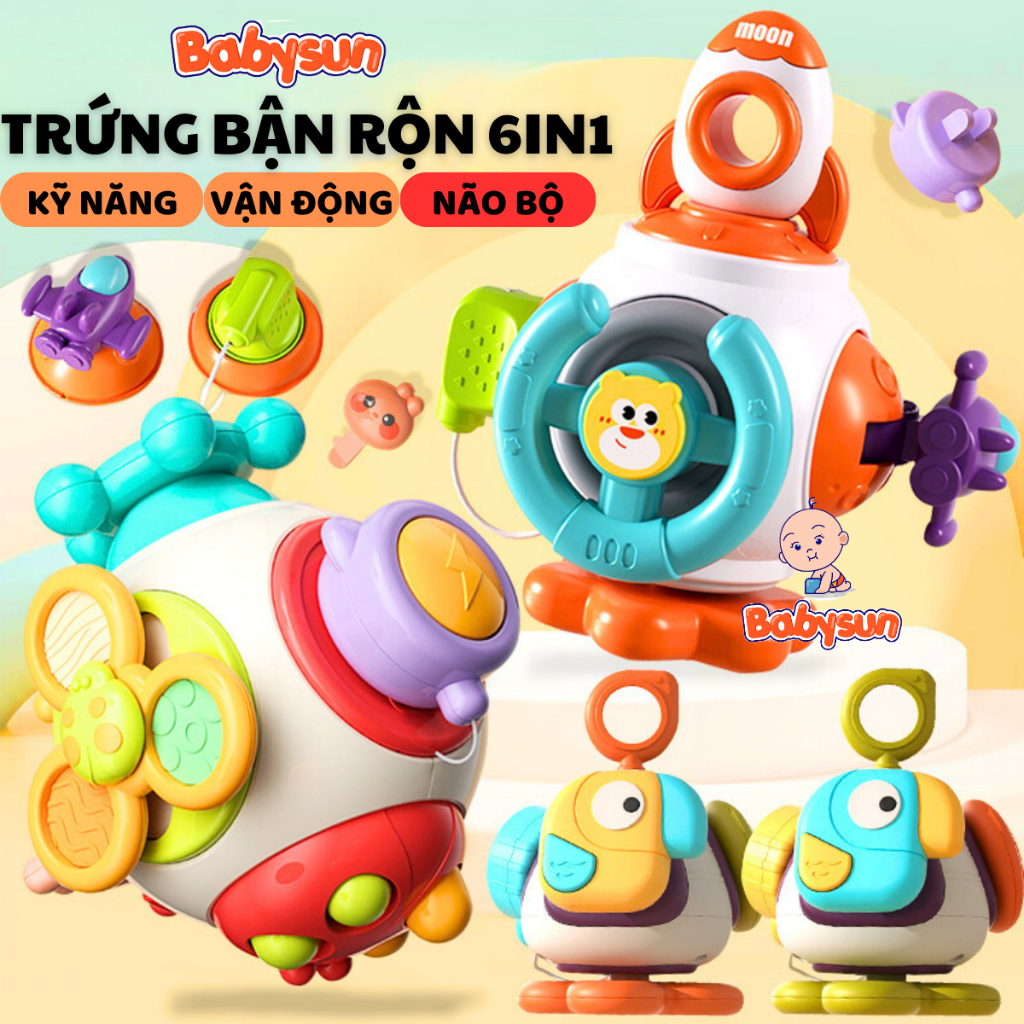 Đồ chơi trứng bận rộn đa năng 6in1, busy egg busy cube khối bận rộn cầm tay montessori phát triển đa giác quan cho bé