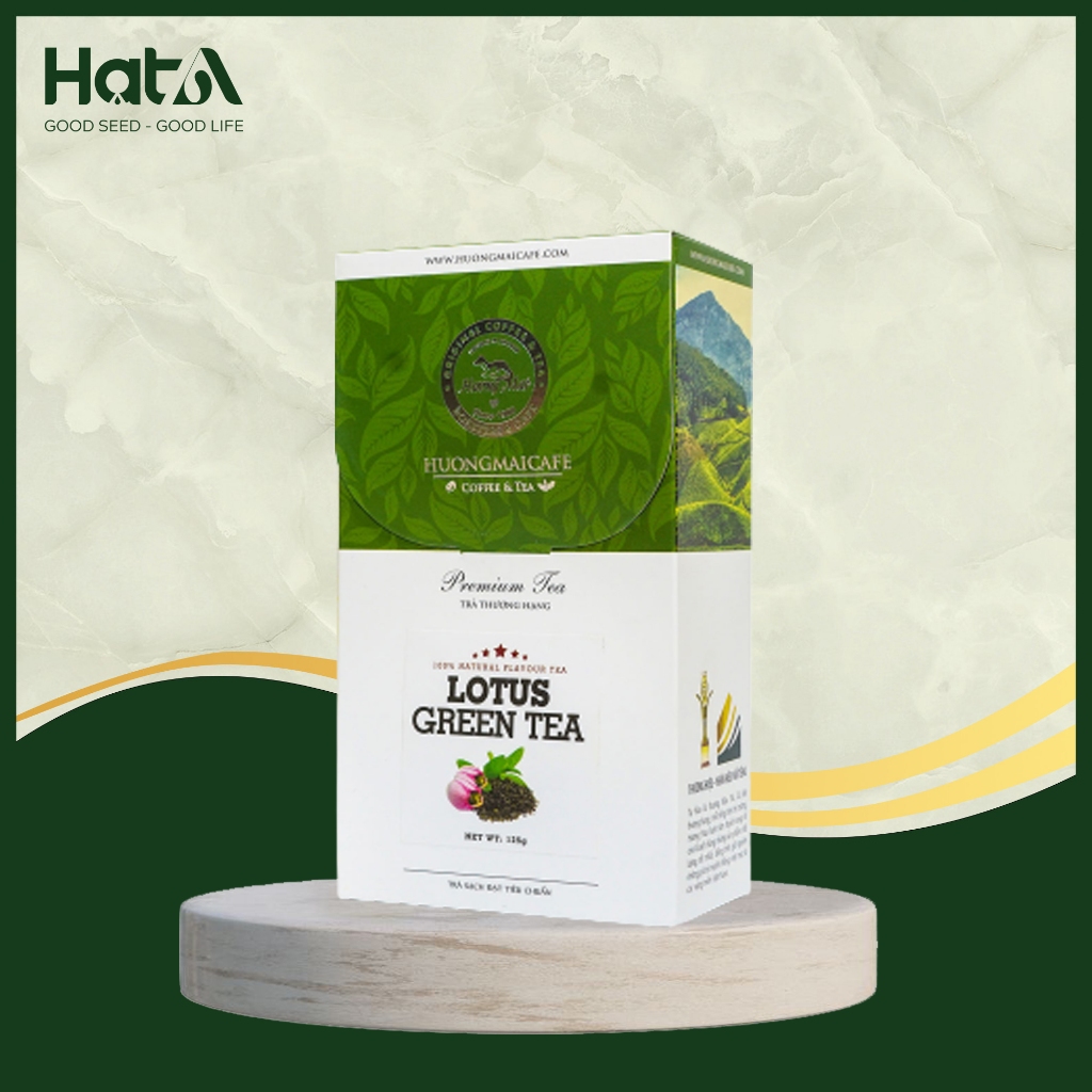 Trà sen thượng hạng Hương Mai Cafe Premium Lotus Green Tea 100% lá trà non ướp trong bông sen 125gr