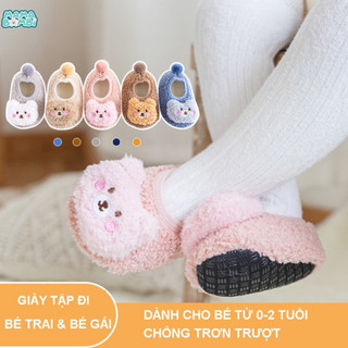 Giày Tập Đi Cho Bé Gái Bé Trai Từ 0 Đến 2 Tuổi Đế Mềm Chống Trơn Trượt Giày Bún Tập Đi Phong Cách Hàn Quốc