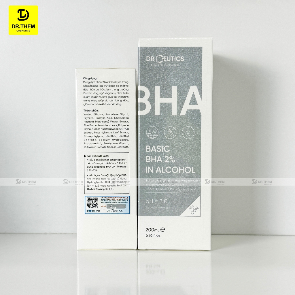 DrCeutics BHA 2% - Basic BHA 100ml/200ml, Dung Dịch Làm Sạch Và Cân Bằng Da- Dr Thêm