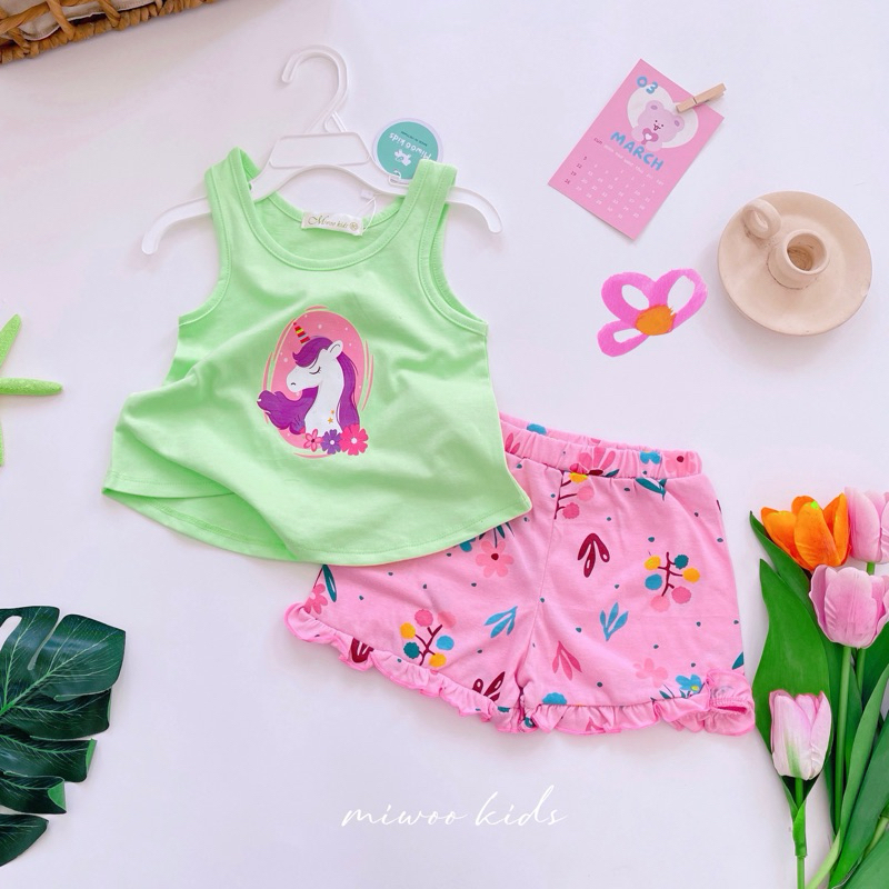 Bộ ba lỗ bé gái in hình Pony, Mickey Miwoo