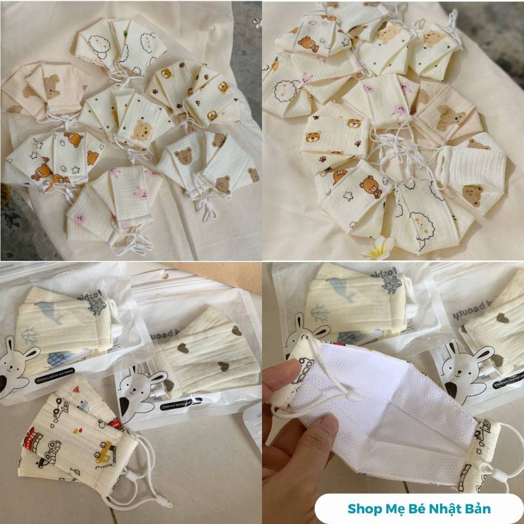 Khẩu Trang Vải Cao Cấp Cho Bé Có Dây Đeo Điều Chỉnh Từ 1 Đến 6 Tuổi Nhiều Họa Tiết