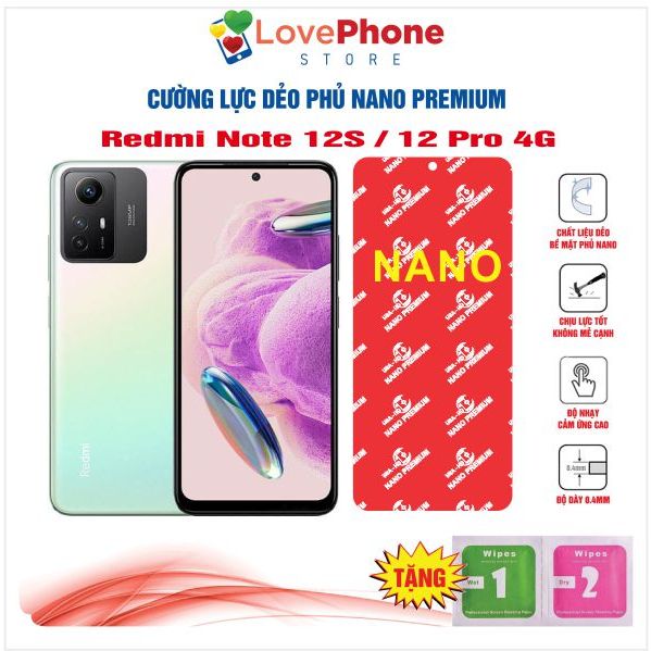 Cường lực Redmi Note 12S / 12S Pro dẻo phủ Nano Premium chống xước bảo vệ màn hình - Love Phone
