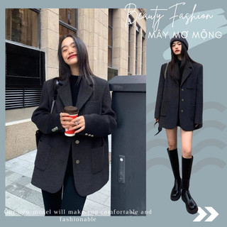 Áo khoác blazer nhà PUSUMERE chất dạ siêu ấm