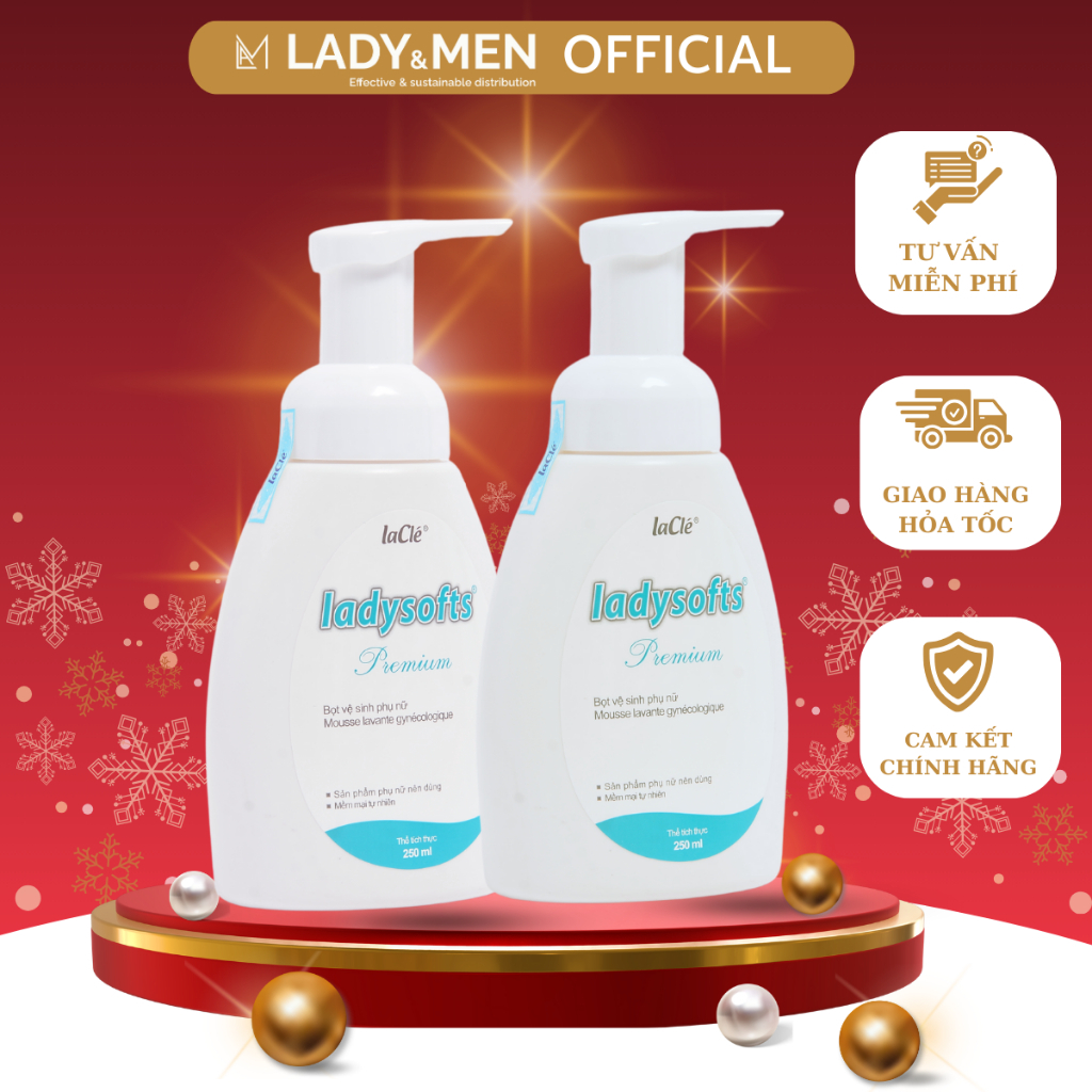 Bọt rửa phụ khoa phụ nữ Ladysofts Premium Laclé Bộ 2 chai 250ml hỗ trợ dưỡng ẩm, làm sạch, mùi thơm - Lady & Men VN