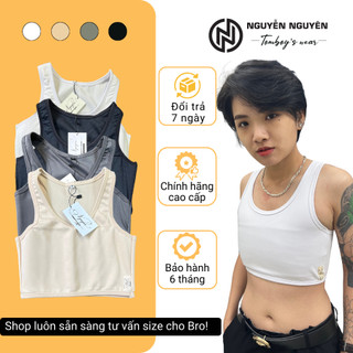 Áo Nịt Ngực Tròng Cổ Tomboy Gen Cứng Viền Nhỏ Không Gài Thể Thao Tập Gym Nữ Ba Lỗ Thun Trơn Cotton Bigsize Nguyễn Nguyên